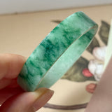 50mm A-Grade Natural Floral Imperial Green Jadeite Modern Round Bangle No.152163