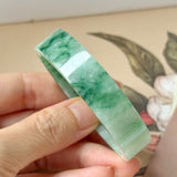 50mm A-Grade Natural Floral Imperial Green Jadeite Modern Round Bangle No.152163