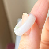 SOLD OUT: 16.1mm A-Grade Natural Moss On Snow Jadeite Ring Band No. 162438