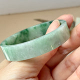 50mm A-Grade Natural Floral Imperial Green Jadeite Modern Round Bangle No.152163