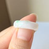 SOLD OUT: 16.1mm A-Grade Natural Moss On Snow Jadeite Ring Band No. 162438