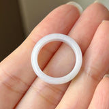 SOLD OUT: 16.1mm A-Grade Natural Moss On Snow Jadeite Ring Band No. 162438