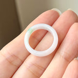 SOLD OUT: 16.1mm A-Grade Natural Moss On Snow Jadeite Ring Band No. 162438