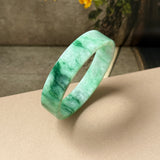 50mm A-Grade Natural Floral Imperial Green Jadeite Modern Round Bangle No.152164