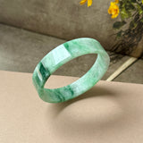 50mm A-Grade Natural Floral Imperial Green Jadeite Modern Round Bangle No.152164