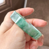 50mm A-Grade Natural Floral Imperial Green Jadeite Modern Round Bangle No.152164