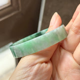 50mm A-Grade Natural Floral Imperial Green Jadeite Modern Round Bangle No.152164