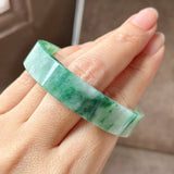 50mm A-Grade Natural Floral Imperial Green Jadeite Modern Round Bangle No.152164