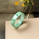 50mm A-Grade Natural Floral Imperial Green Jadeite Modern Round Bangle No.152165