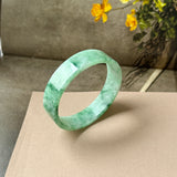50mm A-Grade Natural Floral Imperial Green Jadeite Modern Round Bangle No.152165