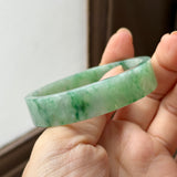 50mm A-Grade Natural Floral Imperial Green Jadeite Modern Round Bangle No.152165