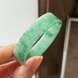 50mm A-Grade Natural Floral Imperial Green Jadeite Modern Round Bangle No.152165