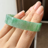 50mm A-Grade Natural Floral Imperial Green Jadeite Modern Round Bangle No.152165