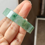 50mm A-Grade Natural Floral Imperial Green Jadeite Modern Round Bangle No.152165