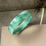 50mm A-Grade Natural Floral Imperial Green Jadeite Modern Round Bangle No.152166