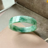 50mm A-Grade Natural Floral Imperial Green Jadeite Modern Round Bangle No.152166