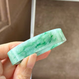 50mm A-Grade Natural Floral Imperial Green Jadeite Modern Round Bangle No.152166