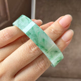 50mm A-Grade Natural Floral Imperial Green Jadeite Modern Round Bangle No.152166