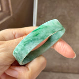 50mm A-Grade Natural Floral Imperial Green Jadeite Modern Round Bangle No.152166