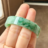50mm A-Grade Natural Floral Imperial Green Jadeite Modern Round Bangle No.152166