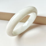 SOLD OUT: 58mm A-Grade Natural White Jadeite Modern Round Bangle No.151865