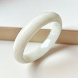 SOLD OUT: 58mm A-Grade Natural White Jadeite Modern Round Bangle No.151865