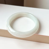 SOLD OUT: 58mm A-Grade Natural White Jadeite Modern Round Bangle No.151865