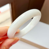 SOLD OUT: 58mm A-Grade Natural White Jadeite Modern Round Bangle No.151865