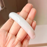 SOLD OUT: 58mm A-Grade Natural White Jadeite Modern Round Bangle No.151865