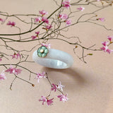 16.8mm A-Grade Natural Jadeite Joseon Dynasty Ring (Cherry Blossom) No.162559