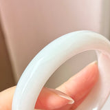 SOLD OUT: 58mm A-Grade Natural White Jadeite Modern Round Bangle No.151865