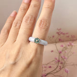 16.8mm A-Grade Natural Jadeite Joseon Dynasty Ring (Cherry Blossom) No.162559