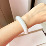 SOLD OUT: 58mm A-Grade Natural White Jadeite Modern Round Bangle No.151865