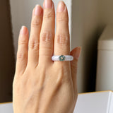 16.8mm A-Grade Natural Jadeite Joseon Dynasty Ring (Cherry Blossom) No.162559