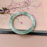 53.6mm A-Grade Natural Floral Jadeite Traditional Round Bangle No. 152168