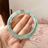 53.6mm A-Grade Natural Floral Jadeite Traditional Round Bangle No. 152168