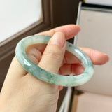53.6mm A-Grade Natural Floral Jadeite Traditional Round Bangle No. 152168