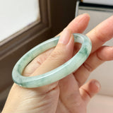 53.6mm A-Grade Natural Floral Jadeite Traditional Round Bangle No. 152168