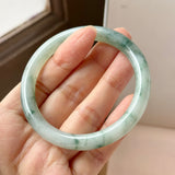 53.6mm A-Grade Natural Floral Jadeite Traditional Round Bangle No. 152168
