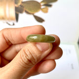 17.6mm A-Grade Natural Brownish Green Jadeite Abacus Ring Band No.161799