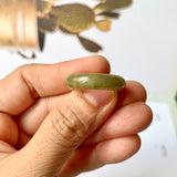 17.6mm A-Grade Natural Brownish Green Jadeite Abacus Ring Band No.161799