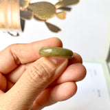 17.6mm A-Grade Natural Brownish Green Jadeite Abacus Ring Band No.161799