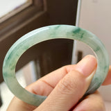 53.6mm A-Grade Natural Floral Jadeite Traditional Round Bangle No. 152168