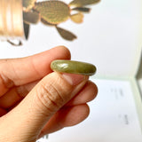 17.6mm A-Grade Natural Brownish Green Jadeite Abacus Ring Band No.161799