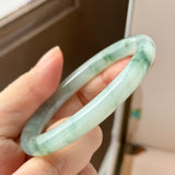53.6mm A-Grade Natural Floral Jadeite Traditional Round Bangle No. 152168