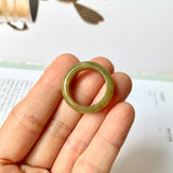 17.6mm A-Grade Natural Brownish Green Jadeite Abacus Ring Band No.161799