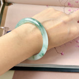 53.6mm A-Grade Natural Floral Jadeite Traditional Round Bangle No. 152168