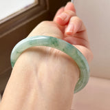 53.6mm A-Grade Natural Floral Jadeite Traditional Round Bangle No. 152168