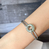 A-Grade Natural Bluish Green Jadeite Bagel on Infinity Silk Cord Bracelet No.190417