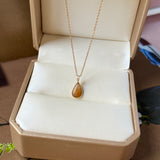 A-Grade Natural Red Orange Jadeite Farbella Pear Pendant No. 172836